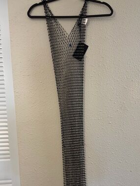 Hera Collection Silver Metallic Knit Maxi Skirt